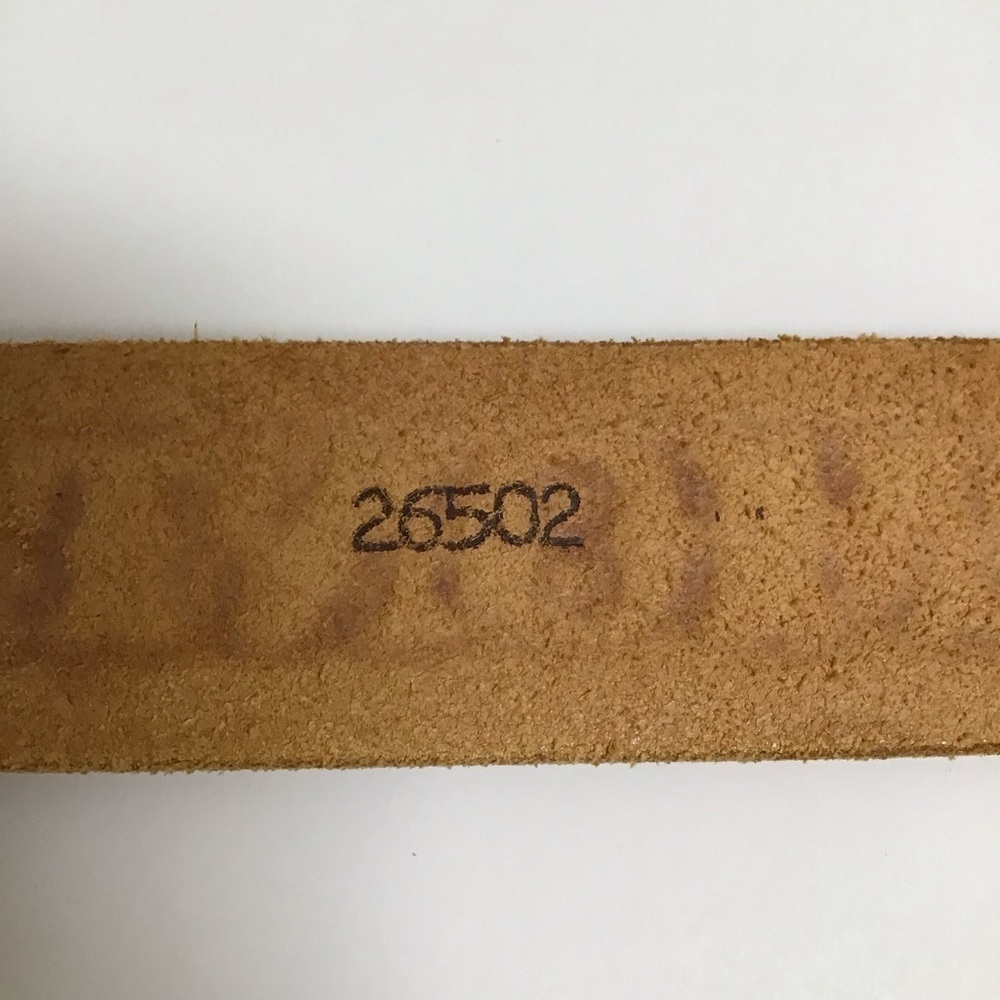 Montana Leather Belt SZ 28 Tooled Tan Western Wagon Buckle Kalispell MT Vintage - Picture 7 of 16